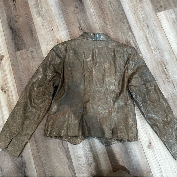 Pamela McCoy Leather Gold Butterfly Fall Jacket M - Picture 5 of 12